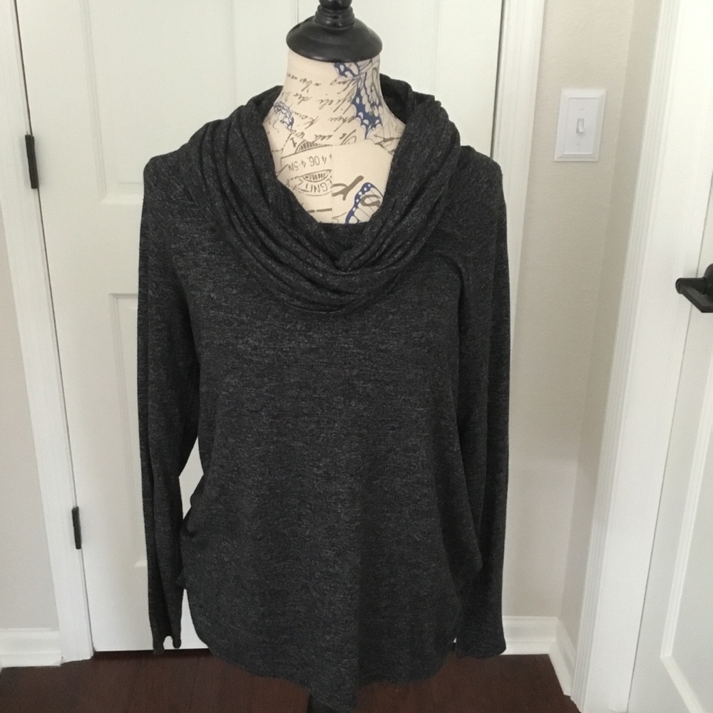 CHARCOAL HEATHER COWLNECK
